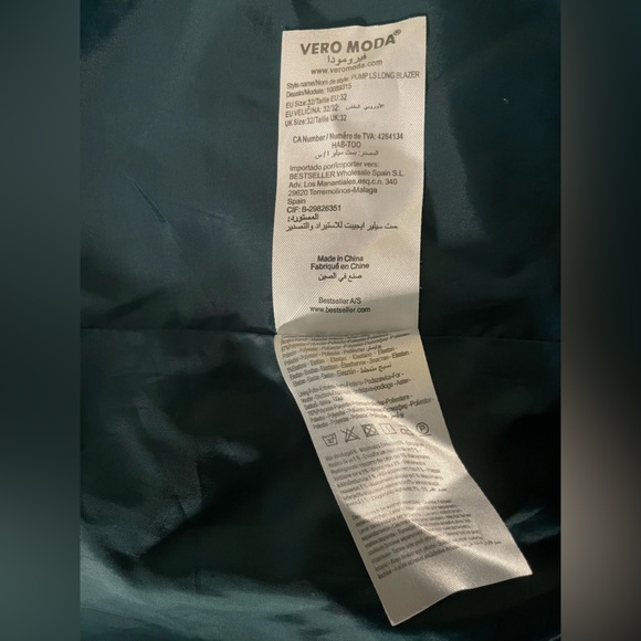 Sz 32 Vero Moda woman jacket/ blazer round long sleeve 3 pockets emerald green - Picture 8 of 13